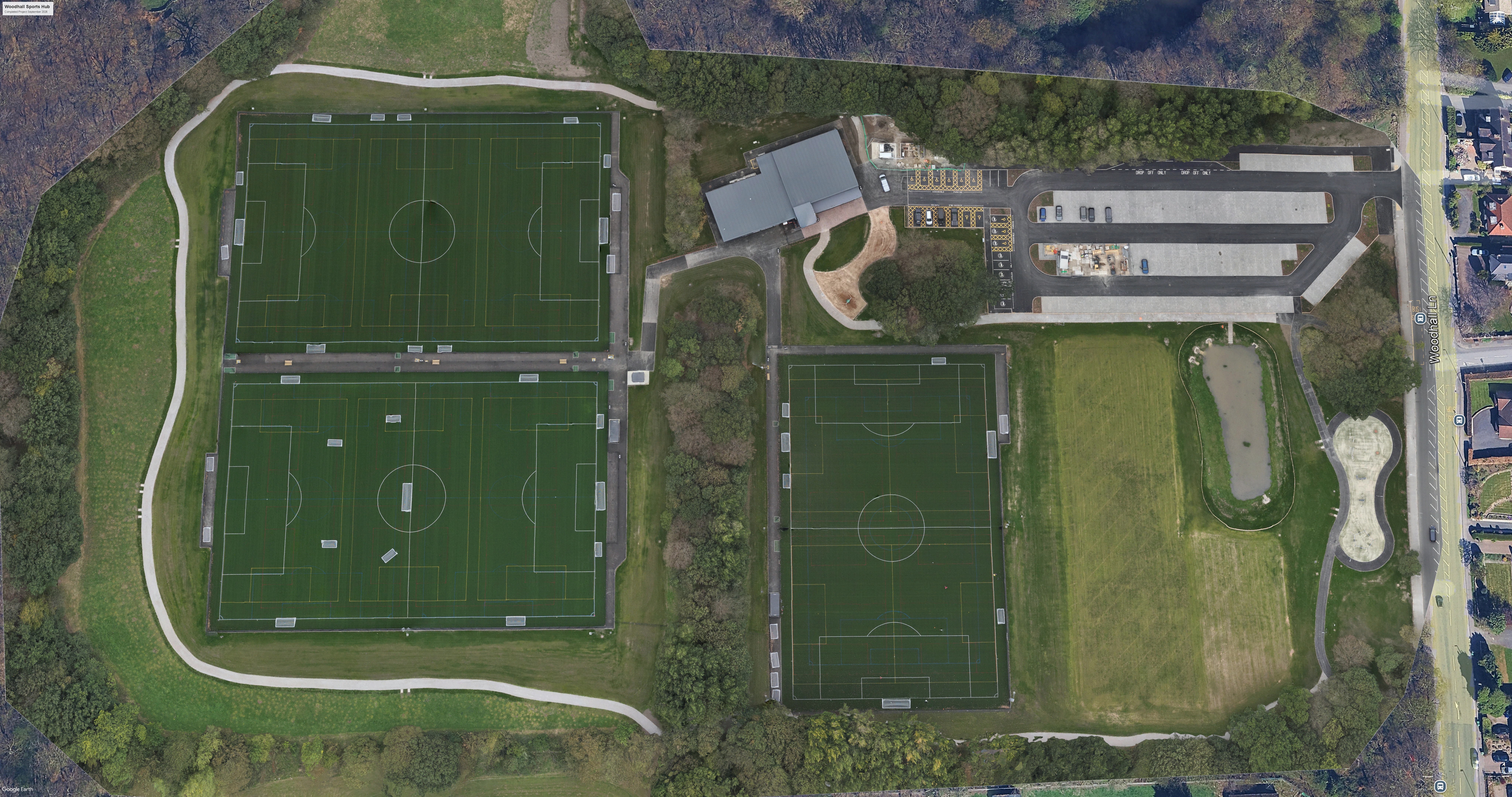 Completed Woodhall Sports Hub project comparison image